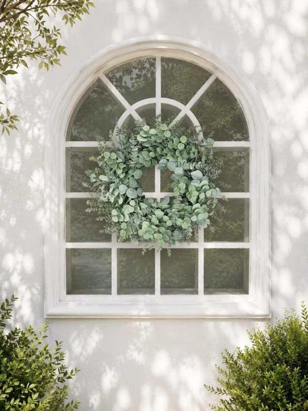 26 Inch Large Eucalyptus Boxwood Wreath - Gray Green Leafy Decor for All Seasons